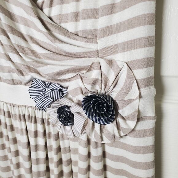Anthropologie Perilla Striped Flower Detail Dress Size Medium - Picture 6 of 9